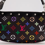 Louis Vuitton X Takashi Murakami Black Pochette Accessories Bag in Coated Canvas &amp; Calfskin Leather with Silver Hardware