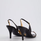 Hermes Black Leather Holy Heel Sandals Size EU 37.5