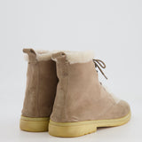 Loro Piana Beige Suede Ankle Boots with Shearling Detail Size EU 38.5 RRP £990