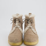 Loro Piana Beige Suede Ankle Boots with Shearling Detail Size EU 38.5 RRP £990