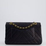 Chanel Navy Vintage Classic Medium Chevron Double Flap Bag in Lambskin Leather with 24K Gold Hardware