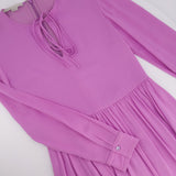 Stella McCartney Lilac Long Sleeve Pleated Waist Midi Dress with V-Neck Tie Detail Size IT 42 (UK 10) RRP £900