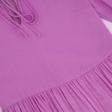 Stella McCartney Lilac Long Sleeve Pleated Waist Midi Dress with V-Neck Tie Detail Size IT 42 (UK 10) RRP £900