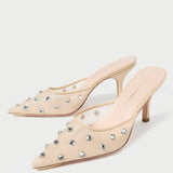 Roeffler Randall - Paloma Cream/Crystal Mesh Mule