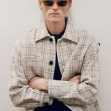 FRAME - Flannel Overshirt Jacket -- Off White Plaid