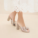 Roeffler Randall - Penny Champagne Pleated Bow Heel