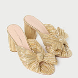 Roeffler Randall - Penny Gold Pleated Bow Heel