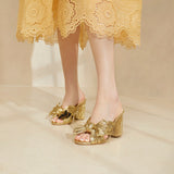 Roeffler Randall - Penny Gold Pleated Bow Heel