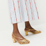 Loeffler Randall - Priscilla Gold Lattice Heeled Sandal