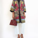 Etro Black, Multi-Colour Cropped Sleeve Kimono with Tassel Detail IT 42 (UK 10)