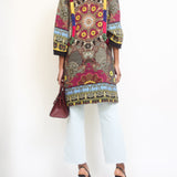 Etro Black, Multi-Colour Cropped Sleeve Kimono with Tassel Detail IT 42 (UK 10)