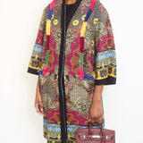 Etro Black, Multi-Colour Cropped Sleeve Kimono with Tassel Detail IT 42 (UK 10)