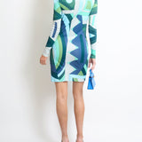 Emilio Pucci Green Cowl Neck Long Sleeve Midi Dress IT 38 (UK 6)