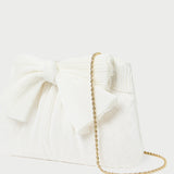 Roeffler Randall - Rayne White Pleated Bow Clutch