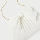 Roeffler Randall - Rayne White Pleated Bow Clutch