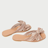 Roeffler Randall - Rima Brown Gingham Bow Sandal