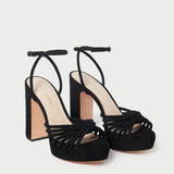 Roeffler Randall - Rivka Black Suede Platform Sandal