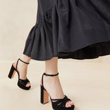 Roeffler Randall - Rivka Black Suede Platform Sandal