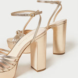 Roeffler Randall - Rivka Champagne Knot Platform Sandal