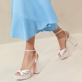 Roeffler Randall - Rivka Cream Knot Platform Sandal