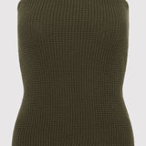 St. Agni - Textured Knit Strapless Top - Khaki