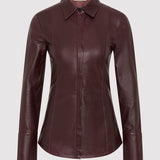 St. Agni - Leather Panelled Shirt - Bordeaux