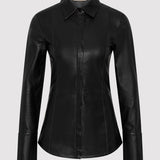 St. Agni - Leather Panelled Shirt - Black