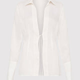 St. Agni - Sheer Linen Tie Top - White