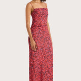 Faithfull - Rosas Midi Dress Meander Micro Red