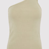 St. Agni - Organic Cotton One Shoulder Tank - Moss Grey