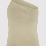 St. Agni - Organic Cotton One Shoulder Tank - Moss Grey