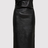 St. Agni - Tuck Detail Leather Dress - Black