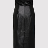 St. Agni - Tuck Detail Leather Dress - Black