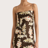 Faithfull - Yolaine Midi Dress Jardin Floral Chocolate