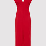 St. Agni - Plunge Drape Dress - Rosso