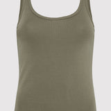 St. Agni - Organic Cotton Slim Scoop Tank - Smokey Olive