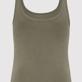 St. Agni - Organic Cotton Slim Scoop Tank - Smokey Olive