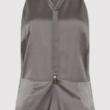 St. Agni - Soft Silk Suspender Top - Pewter Grey