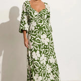 Faithfull - Ondina Midi Dress Pavito Floral Olive - Final Sale