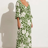 Faithfull - Ondina Midi Dress Pavito Floral Olive - Final Sale