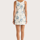 Faithfull - Sanne Mini Dress Cecile Floral Pale Blue