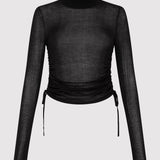 St. Agni - Sheer Ruched Top - Black