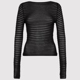 St. Agni - Sheer Stripe Top - Black