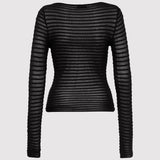 St. Agni - Sheer Stripe Top - Black