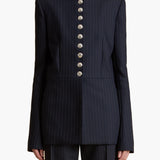 Khaite - Samuel Jacket in Navy and White Stripe