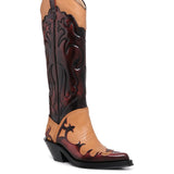 GABRIELA HEARST - Capitana Cowboy Boot in Light Brown & Red Pearlized Leather