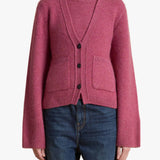 Khaite - Scarlet Cardigan in Amaranth with Leather Buttons