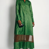 Fendi Green and Brown Silk Checked Maxi Dress with Logo Buttons Size IT 42 (UK 10) RRP £2,250