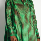 Fendi Green and Brown Silk Checked Maxi Dress with Logo Buttons Size IT 42 (UK 10) RRP £2,250