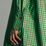 Fendi Green and Brown Silk Checked Maxi Dress with Logo Buttons Size IT 42 (UK 10) RRP £2,250